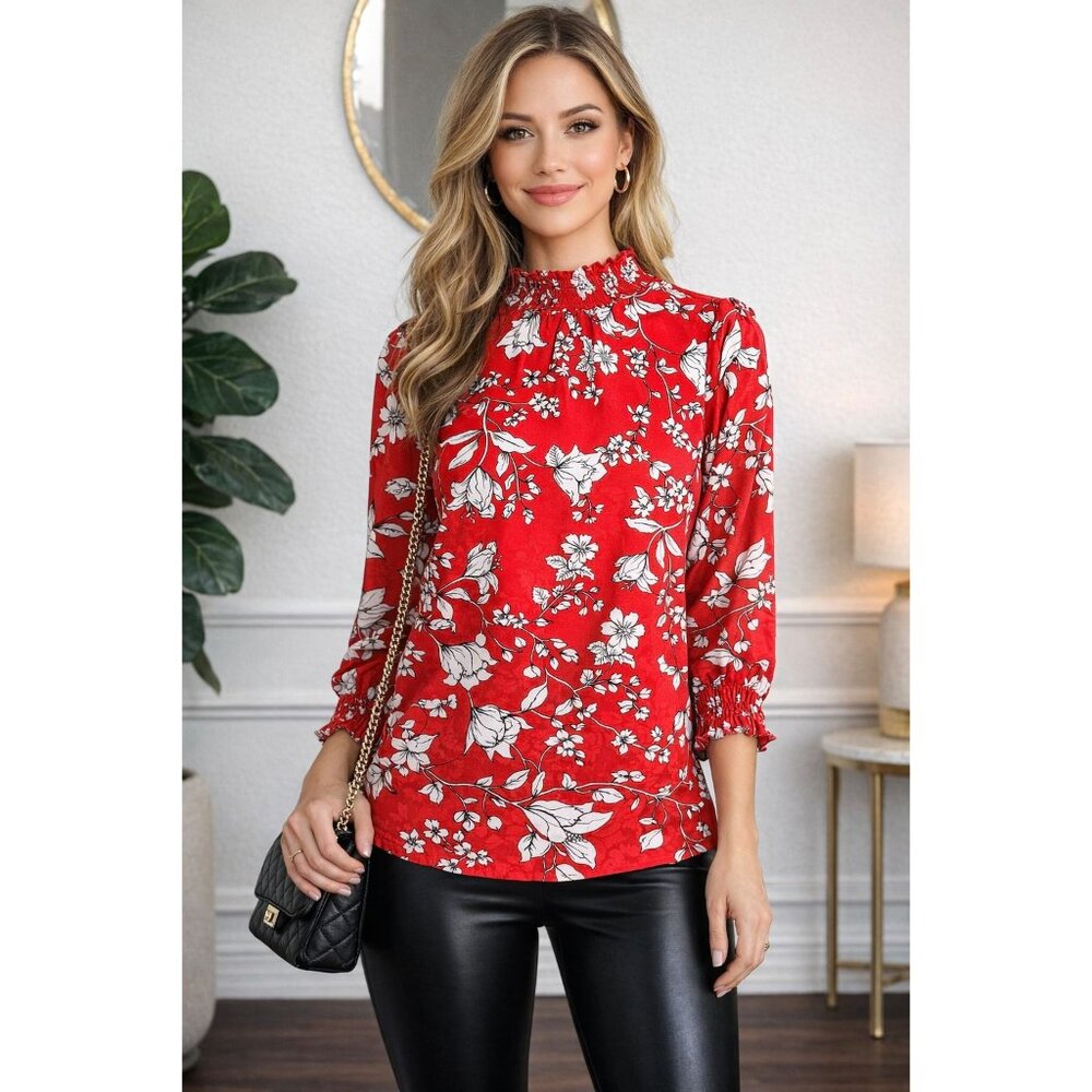 Romantic Power Adrienne Vittadini Floral Blouse | Feminine Office Chic | Small